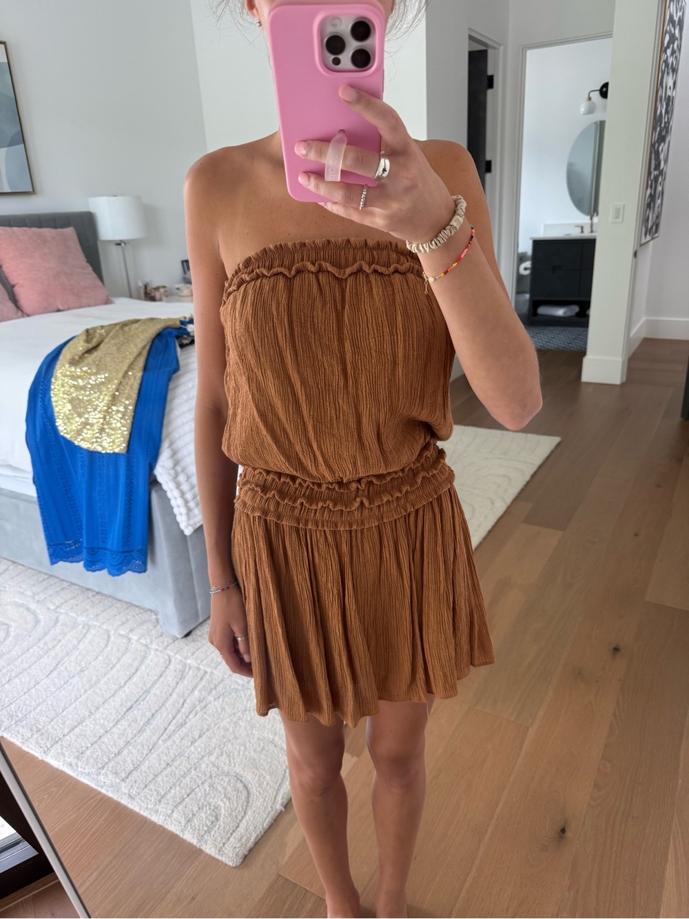 Mustard Seed Burnt Orange Strapless Romper